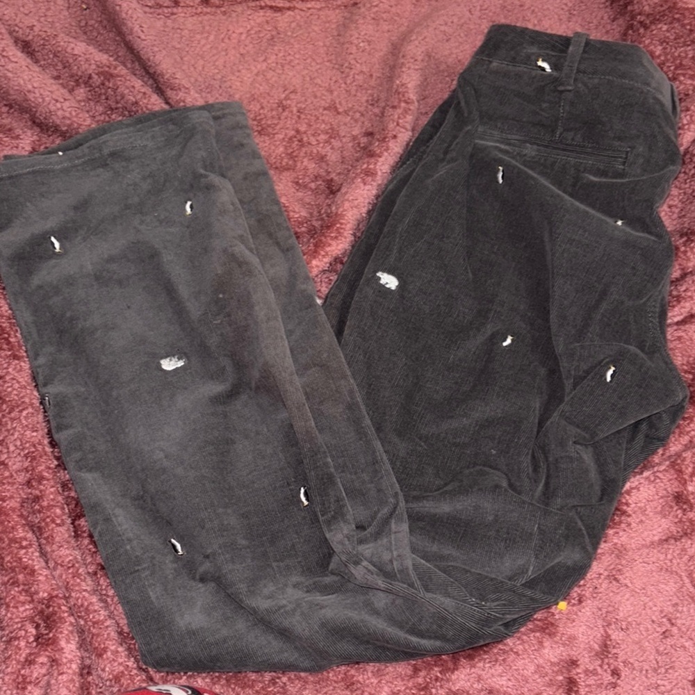 Distressed Black Corduroy Pants